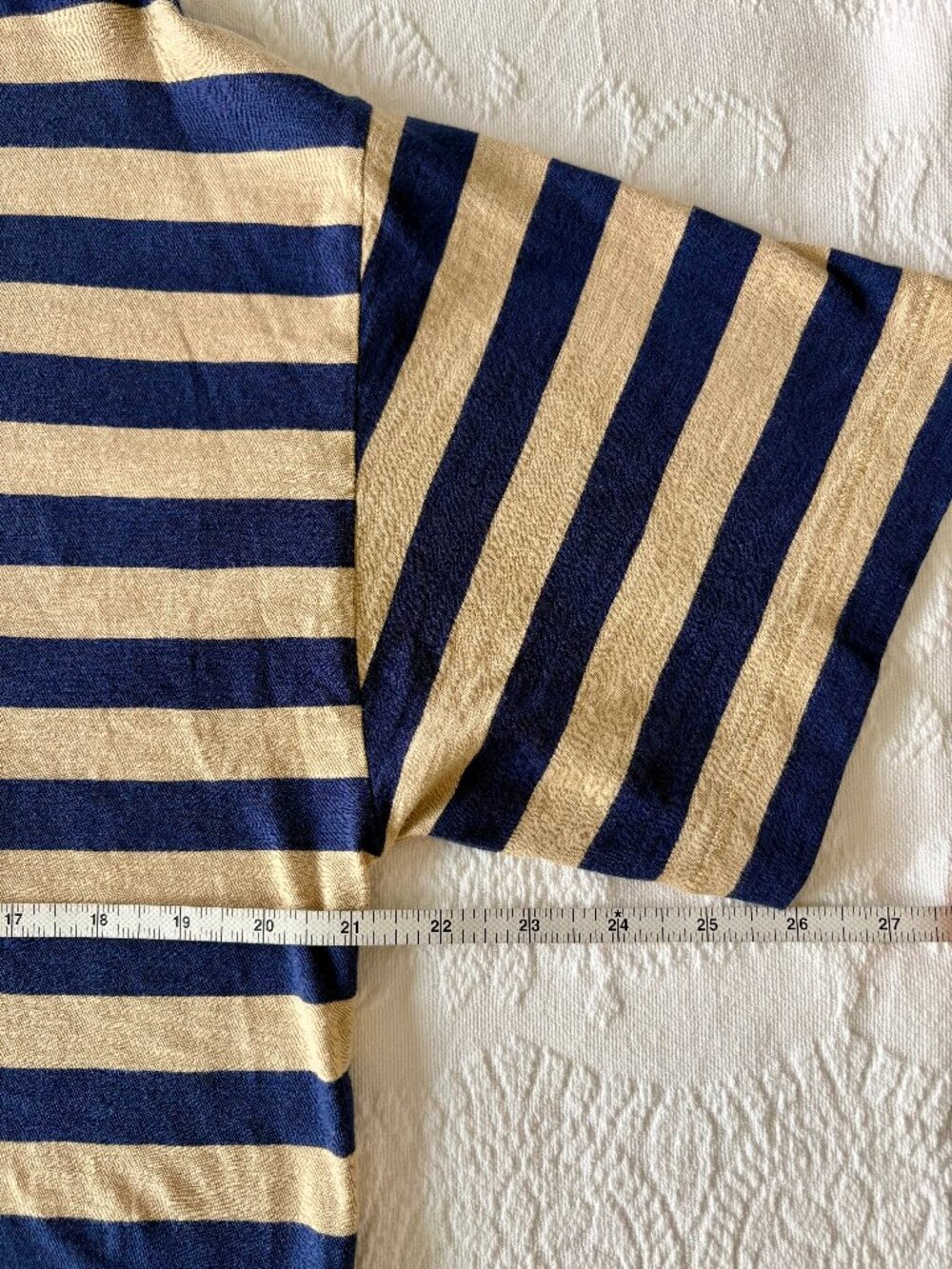 Toast Bold Stripe Cotton Boxy Tee in Blue/Sand - Sz. Small - Brand New with Tags - Picture 11 of 13